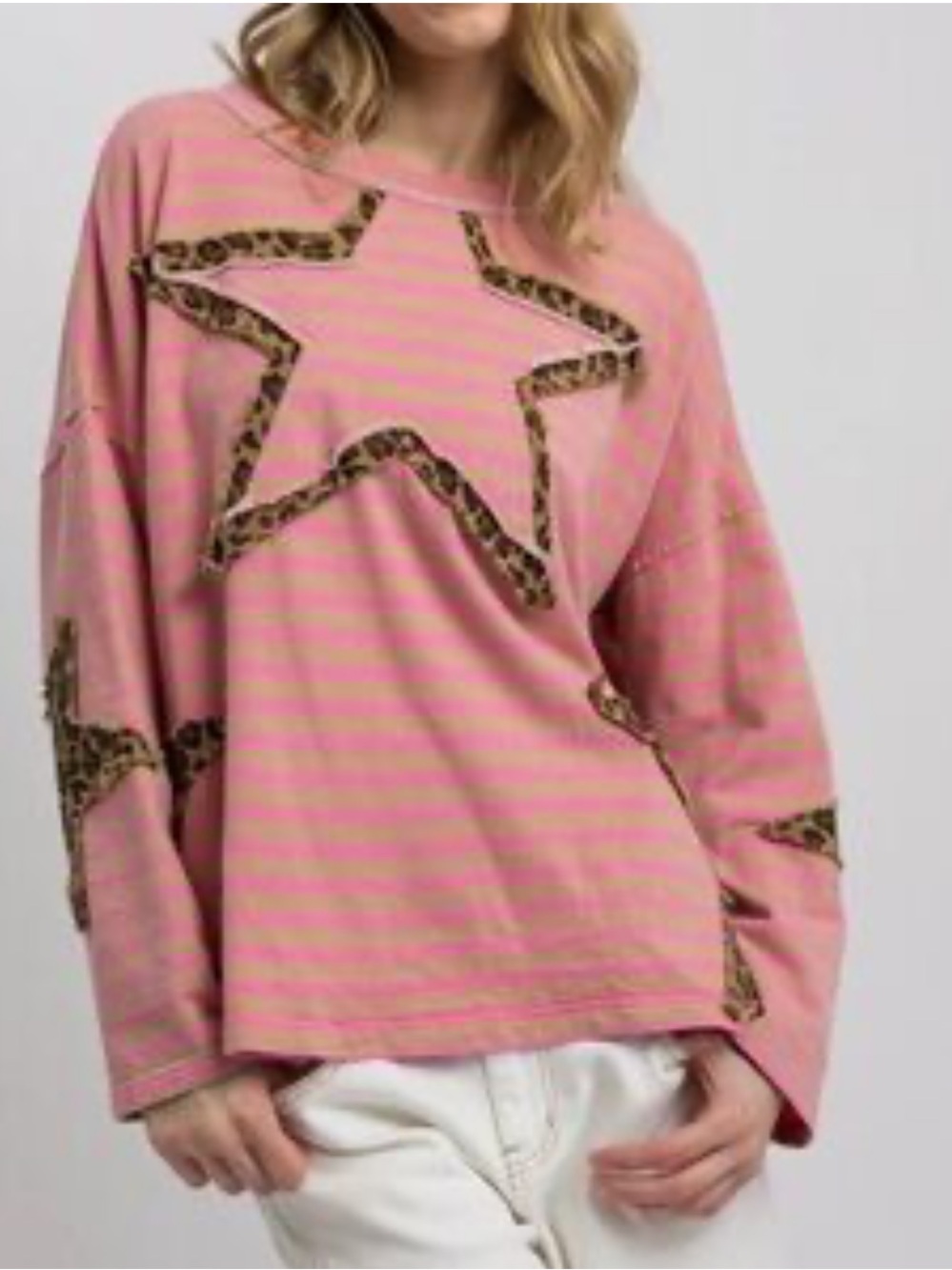 New:Blue Velvet Boho Patchwork Star Leopard Detail Striped Flared Long Sleeves•M